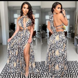 Zebra print maxi dress